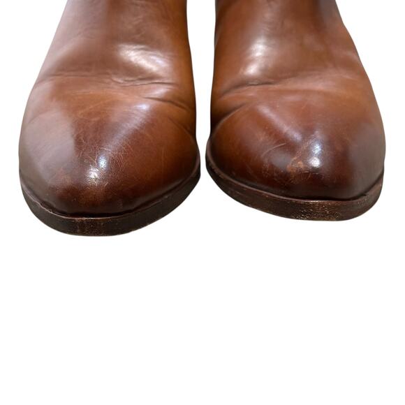 FRYE Zoe Ring Short Leather Heeled Ankle Boots Women's Sz 8 Cognac Equestrian - Picture 5 of 11